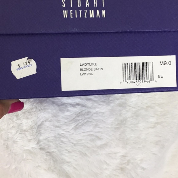 NEW STUART WEITZMAN Blonde Satin Bow Slimg Back Buckle 4” Heels SZ 9 - Picture 8 of 8